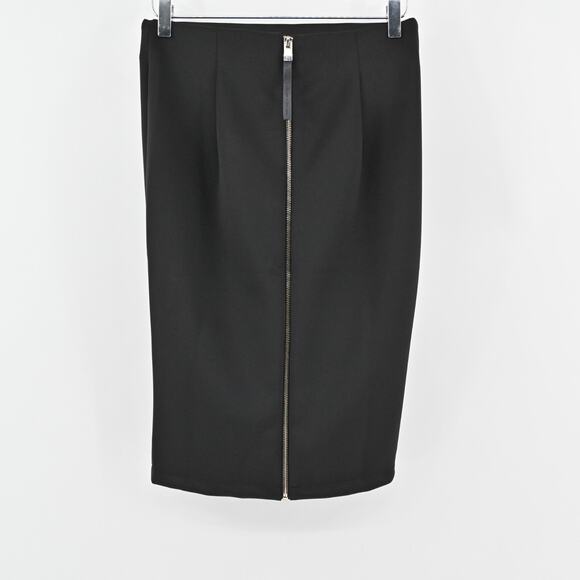 CATHERINE MALANDRINO‎ Skirt Size 4 Black Zip Back Knee Length Pencil Corpcore - Picture 5 of 11